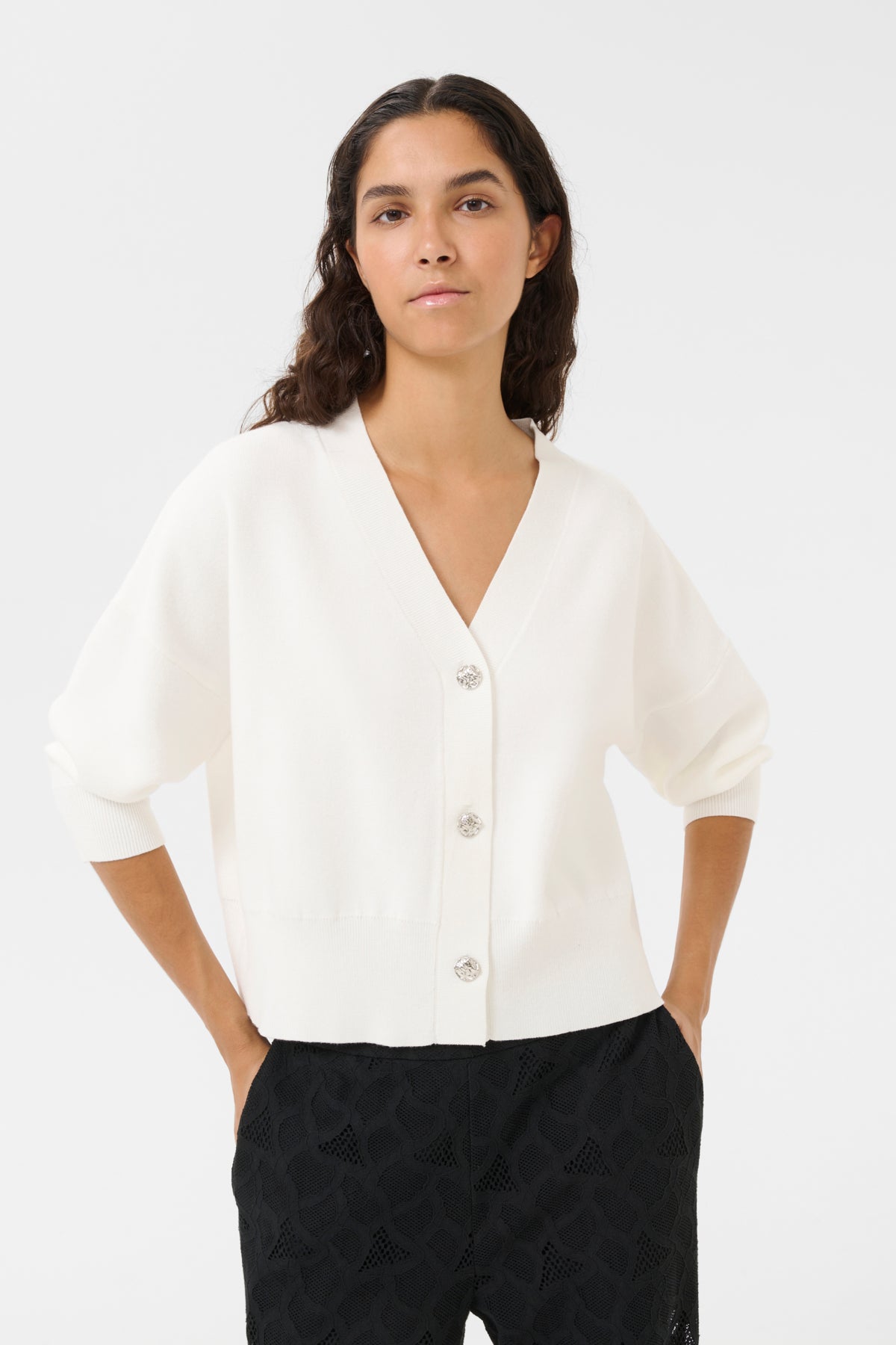 KBAntonella V-Neck Cardigan Egret - 10105544