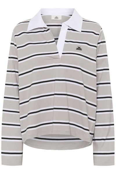 KBZuelma Striped Polo LS Zuelma stripe Drizzle grey - 10105564 Thumbnail