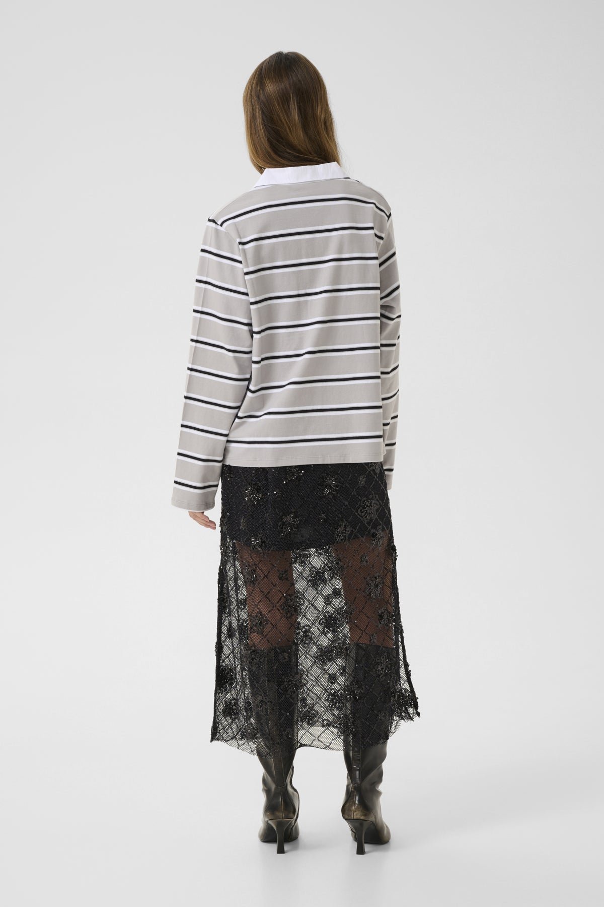 KBZuelma Striped Polo LS Zuelma stripe Drizzle grey - 10105564