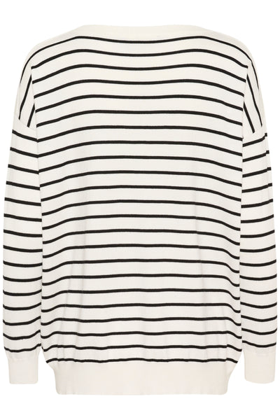 KAlizza Boat Neck Pullover Chalk / Black stripe - 10505337 Thumbnail