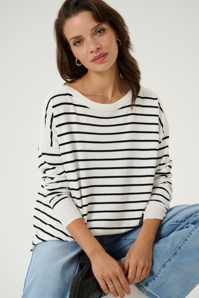 KAlizza Boat Neck Pullover Chalk / Black stripe - 10505337 Thumbnail