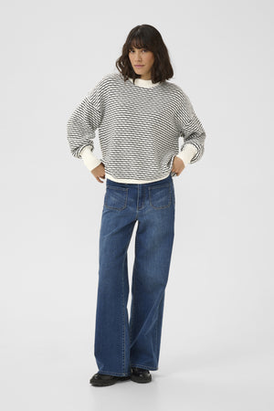 KAellery Knit Pullover Deep Black/Chalk stripe - 10509032