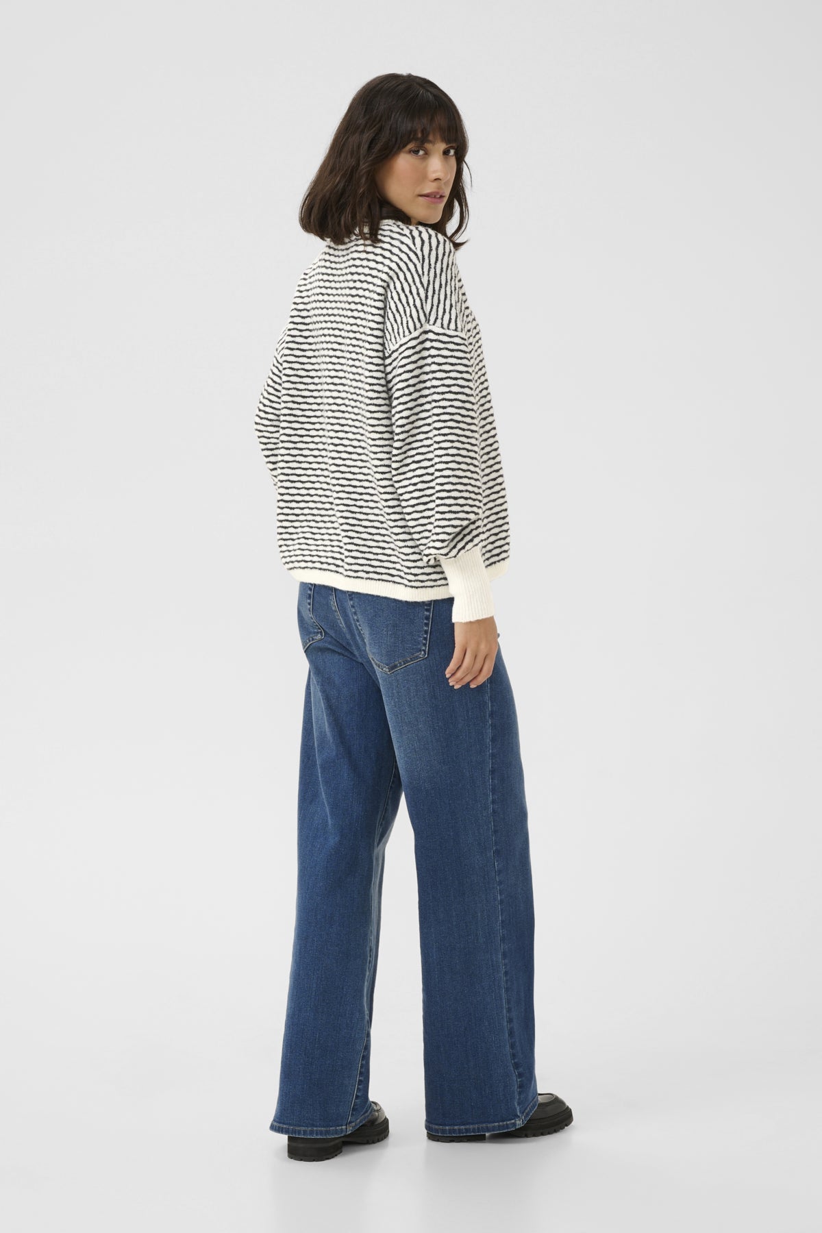 KAellery Knit Pullover Deep Black/Chalk stripe - 10509032