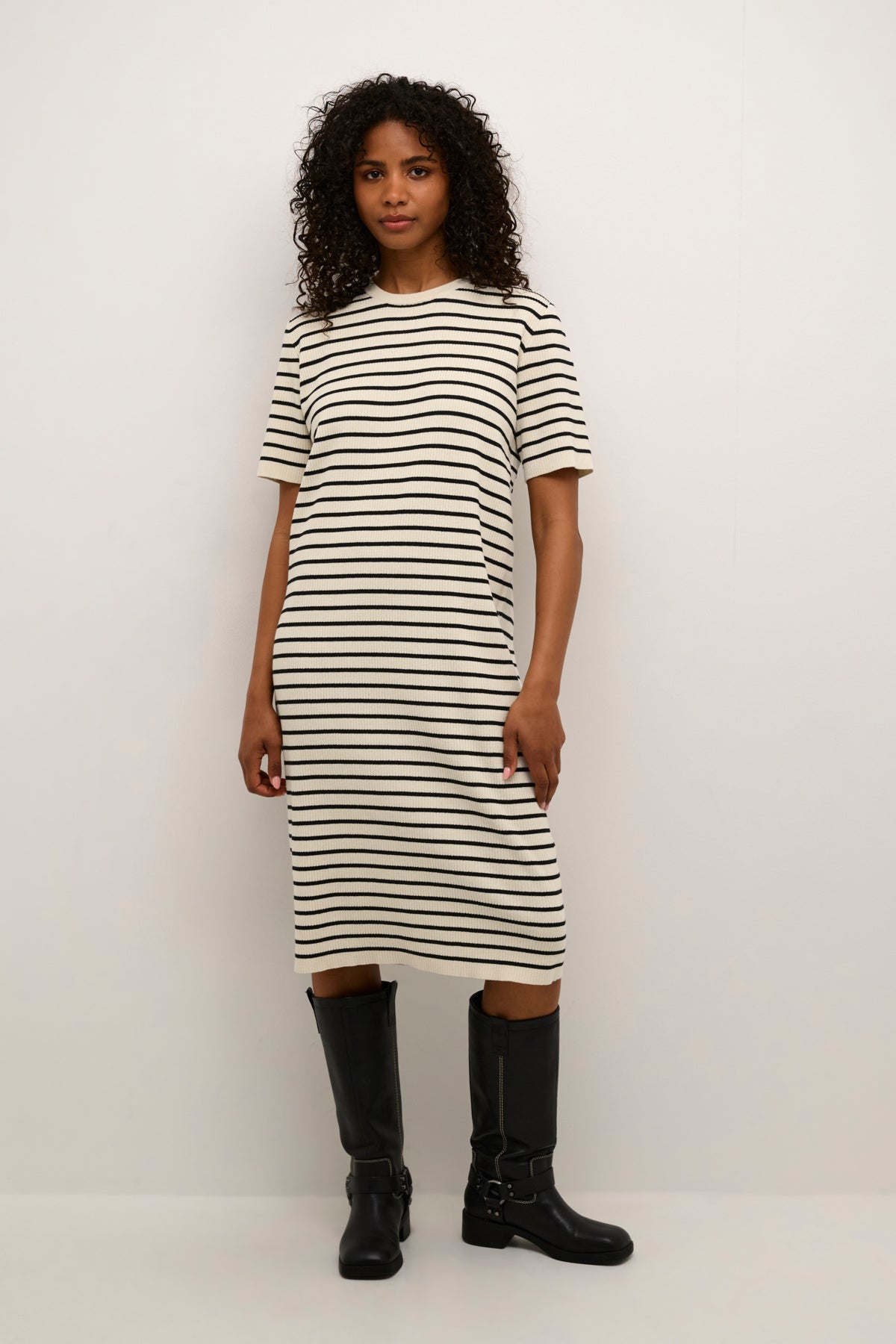 KAjordie Knit Dress Turtledove / Black Stripe - 10509387
