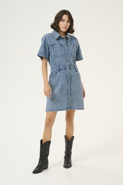 KAdoriana Denim Dress Washed Blue Denim - 10509578 Thumbnail