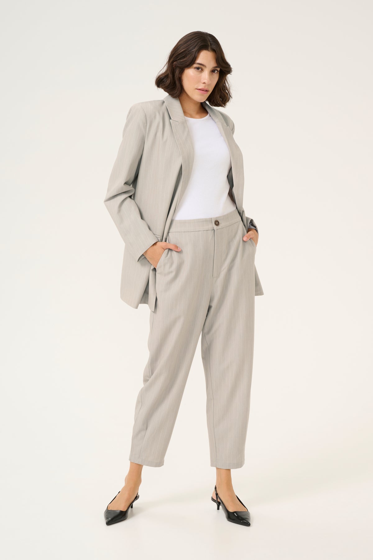 KAesther Pants Feather Gray Melange Pinstripe - 10509579