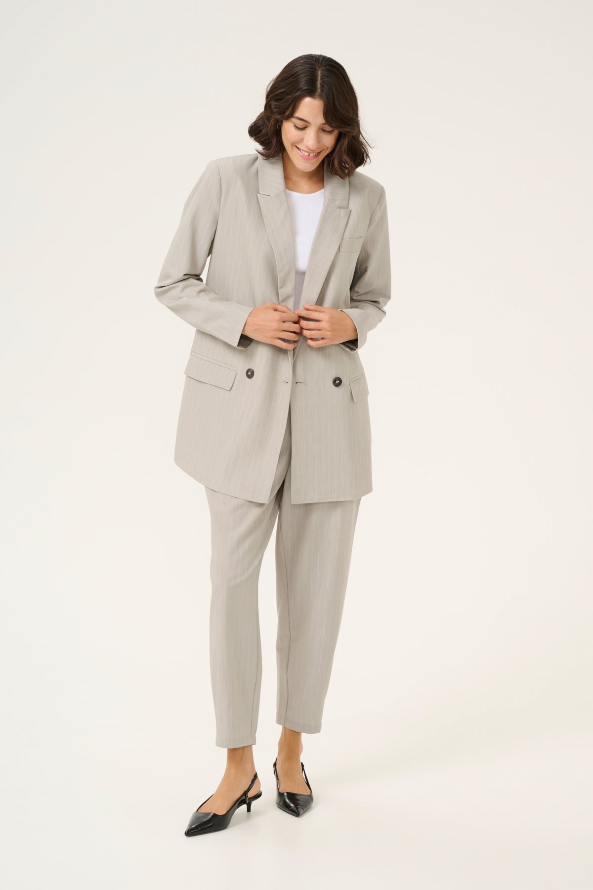 KAesther Blazer Feather Gray Melange Pinstripe - 10509581