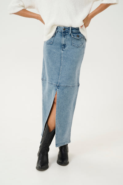 KAdoriana Denim Skirt Washed Blue Denim - 10509582 Thumbnail