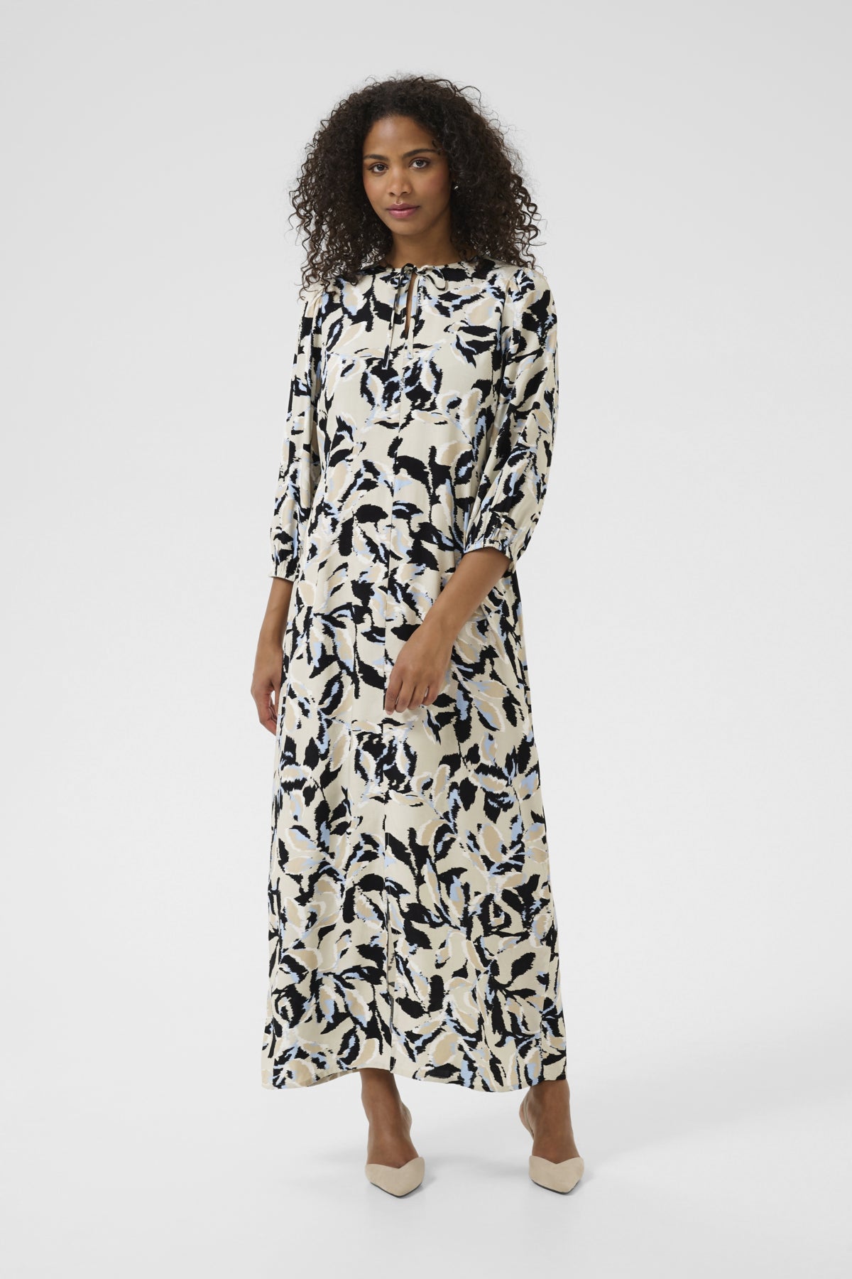 KApedra Dress Beige/Black/Blue Blurry Leaf - 10509618