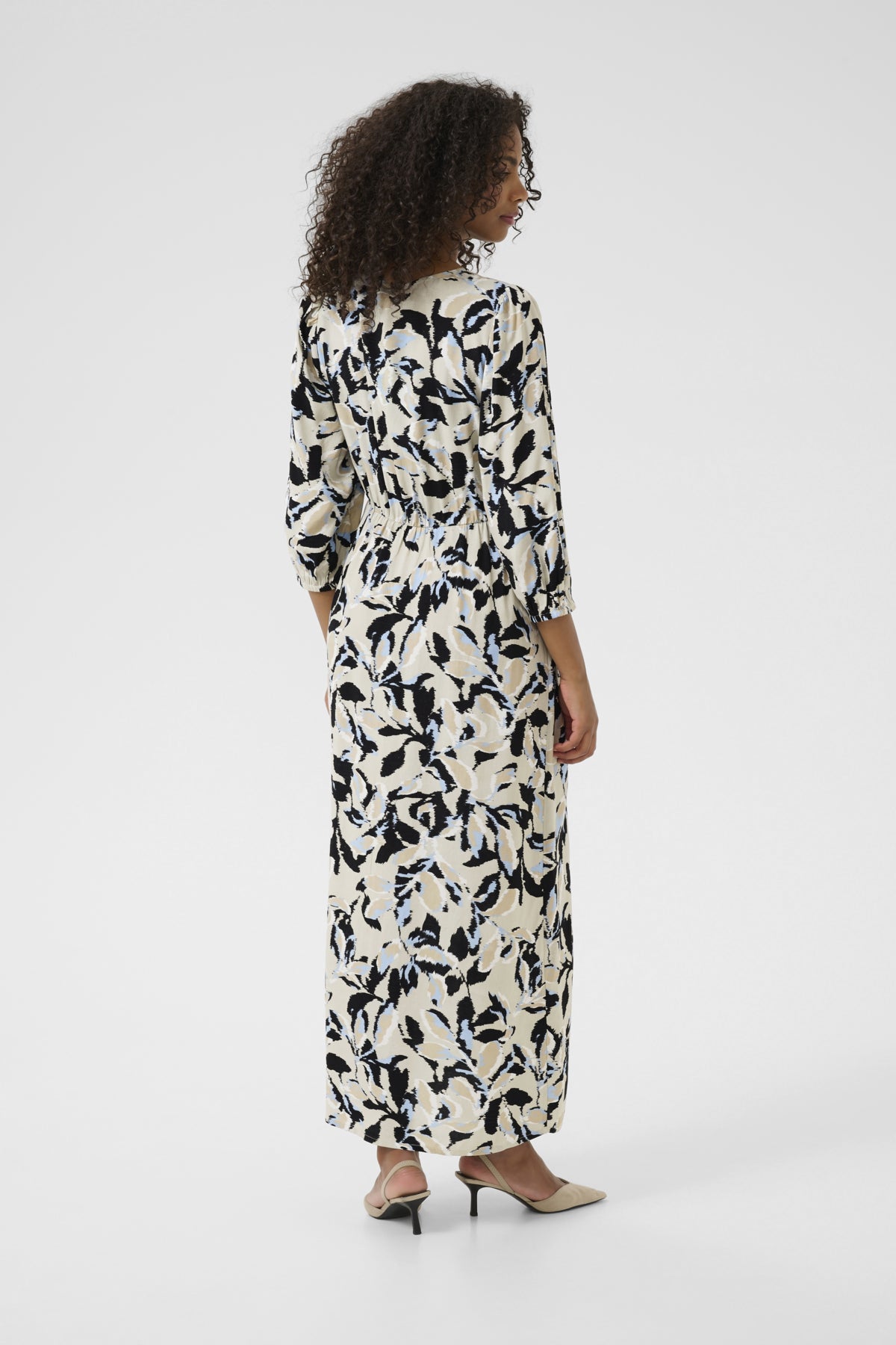 KApedra Dress Beige/Black/Blue Blurry Leaf - 10509618