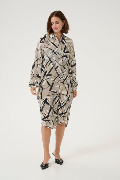 KAmanilla Shirt Dress Feather Gray/Black Graphic - 10509623 Thumbnail