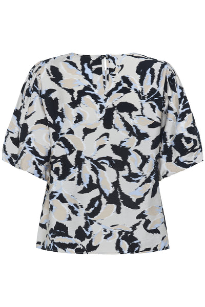 KApaco Blouse Beige/Black/Blue Blurry Leaf - 10509633 Thumbnail