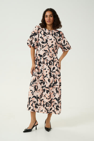 KApaco Dress Beige/Black/Peach Blurry Leaf - 10509643 Thumbnail