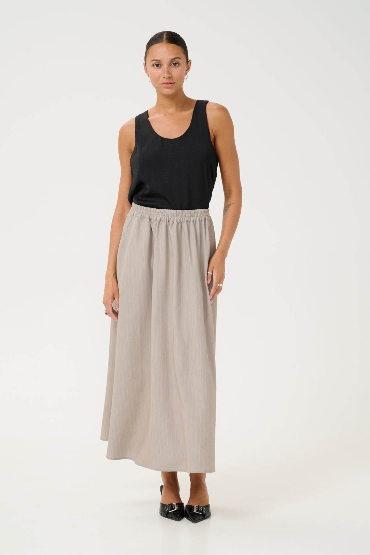 KAesther Skirt Feather Gray Melange Pinstripe - 10509644