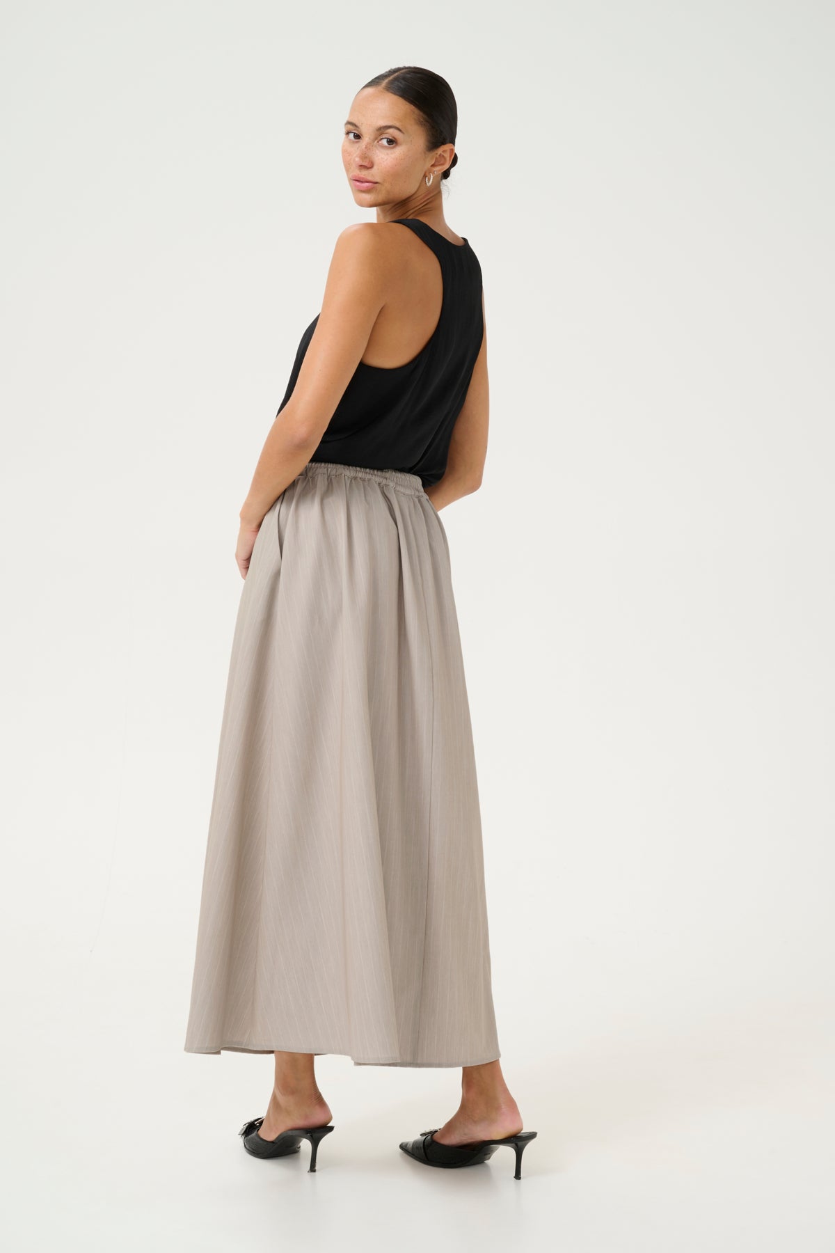 KAesther Skirt Feather Gray Melange Pinstripe - 10509644