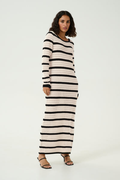 KAeleanor Knit Dress Feather Gray / Black Stripe - 10509646 Thumbnail