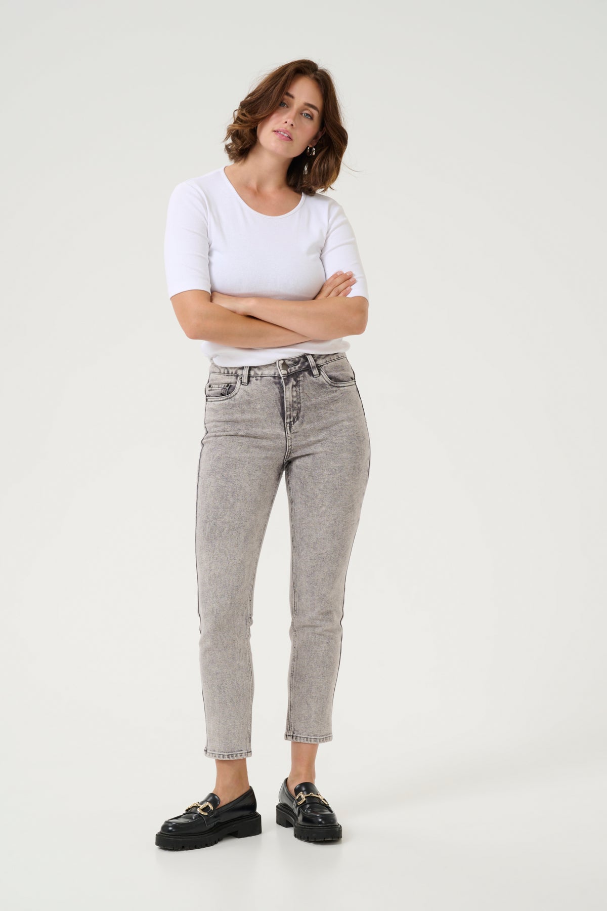 KAamelia Slim Jeans Grey Washed Denim - 10509653