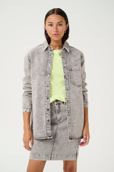 KAamelia Denim Shirt Grey Washed Denim - 10509655 Thumbnail
