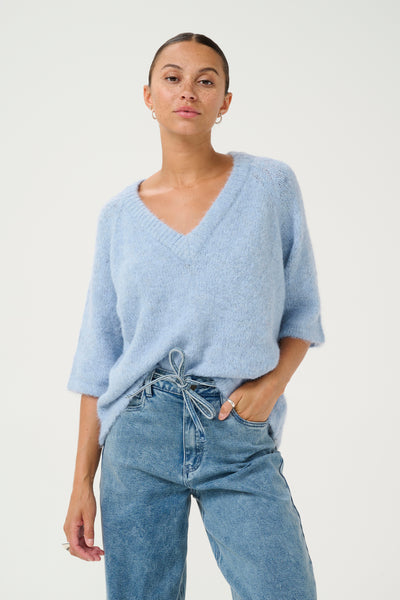 KAemilie V-neck Pullover Soft Chambray - 10509767 Thumbnail