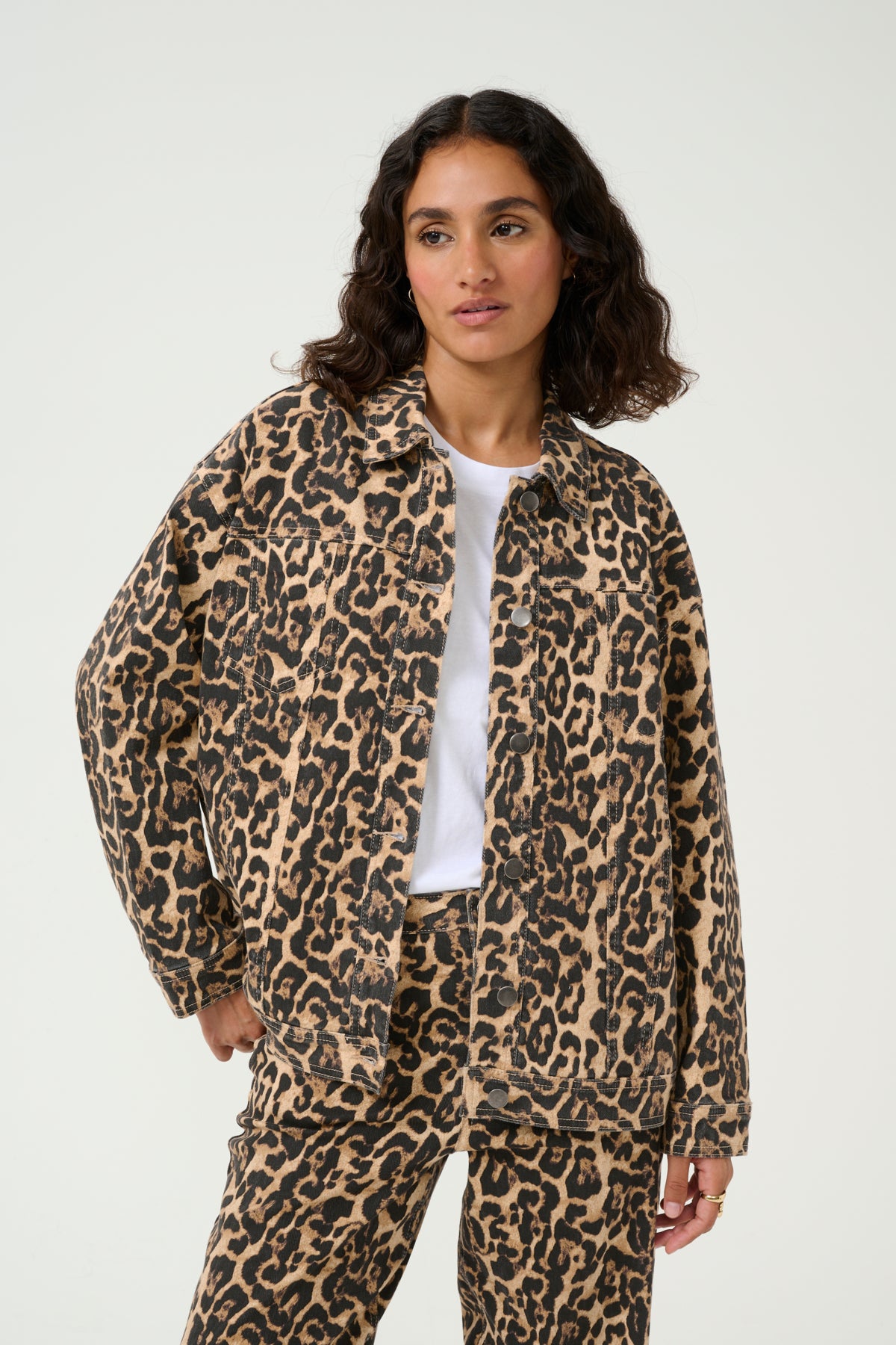 KAleonora Denim Jacket Naturel Leopard Print - 10509819