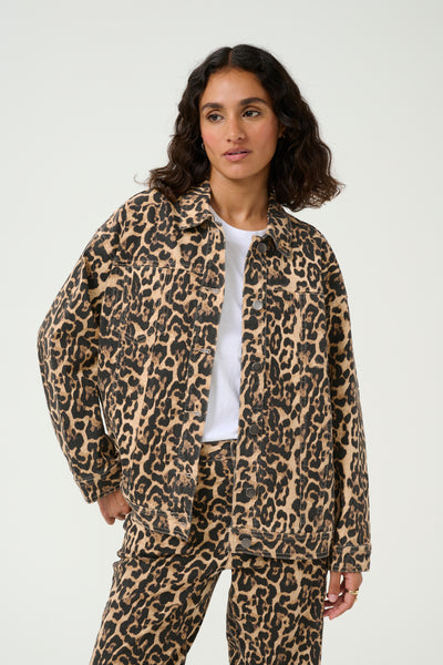 KAleonora Denim Jacket Naturel Leopard Print - 10509819 Thumbnail