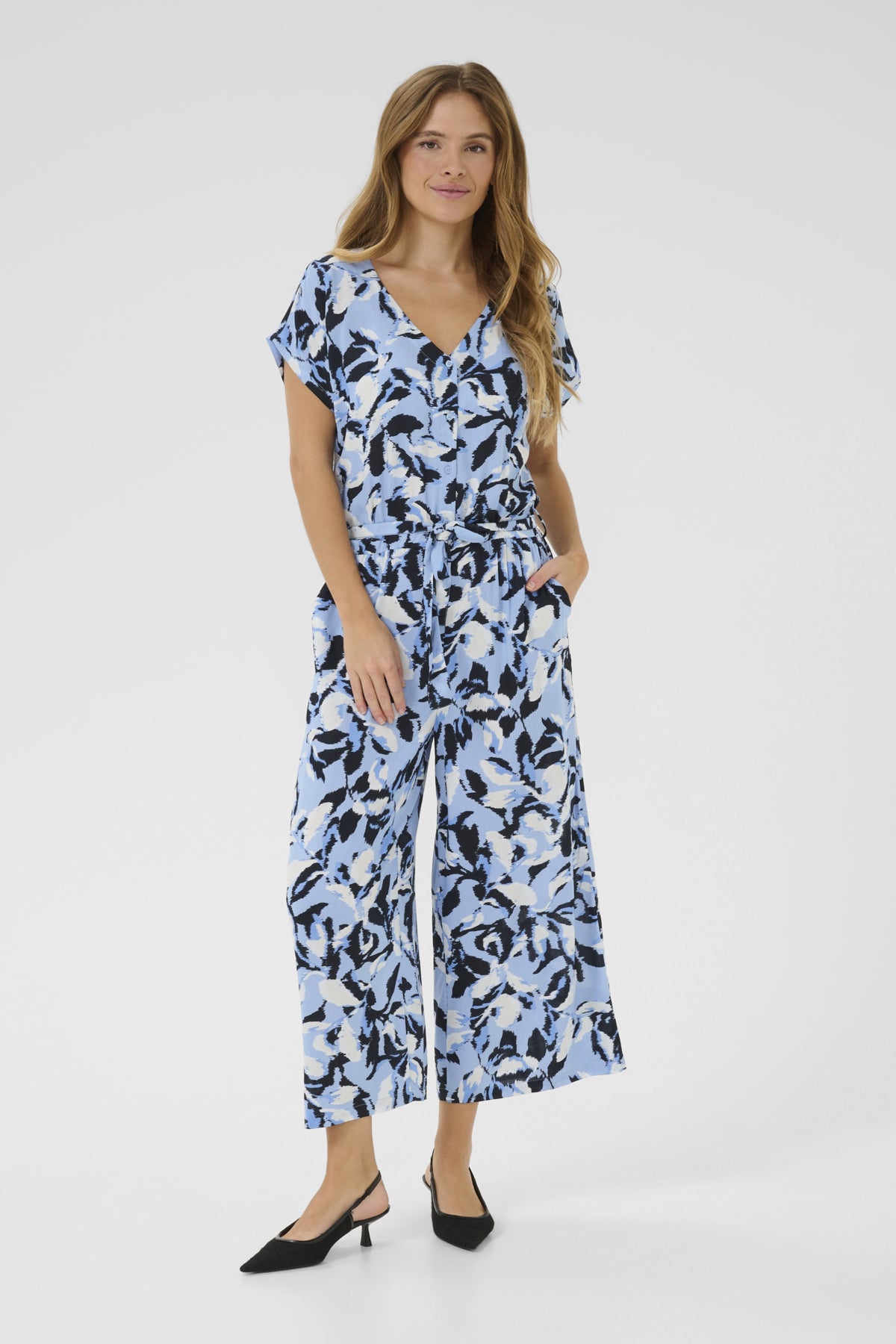 KAmira Plain Weave Jumpsuit Pr Blue Flower Print - 10509830