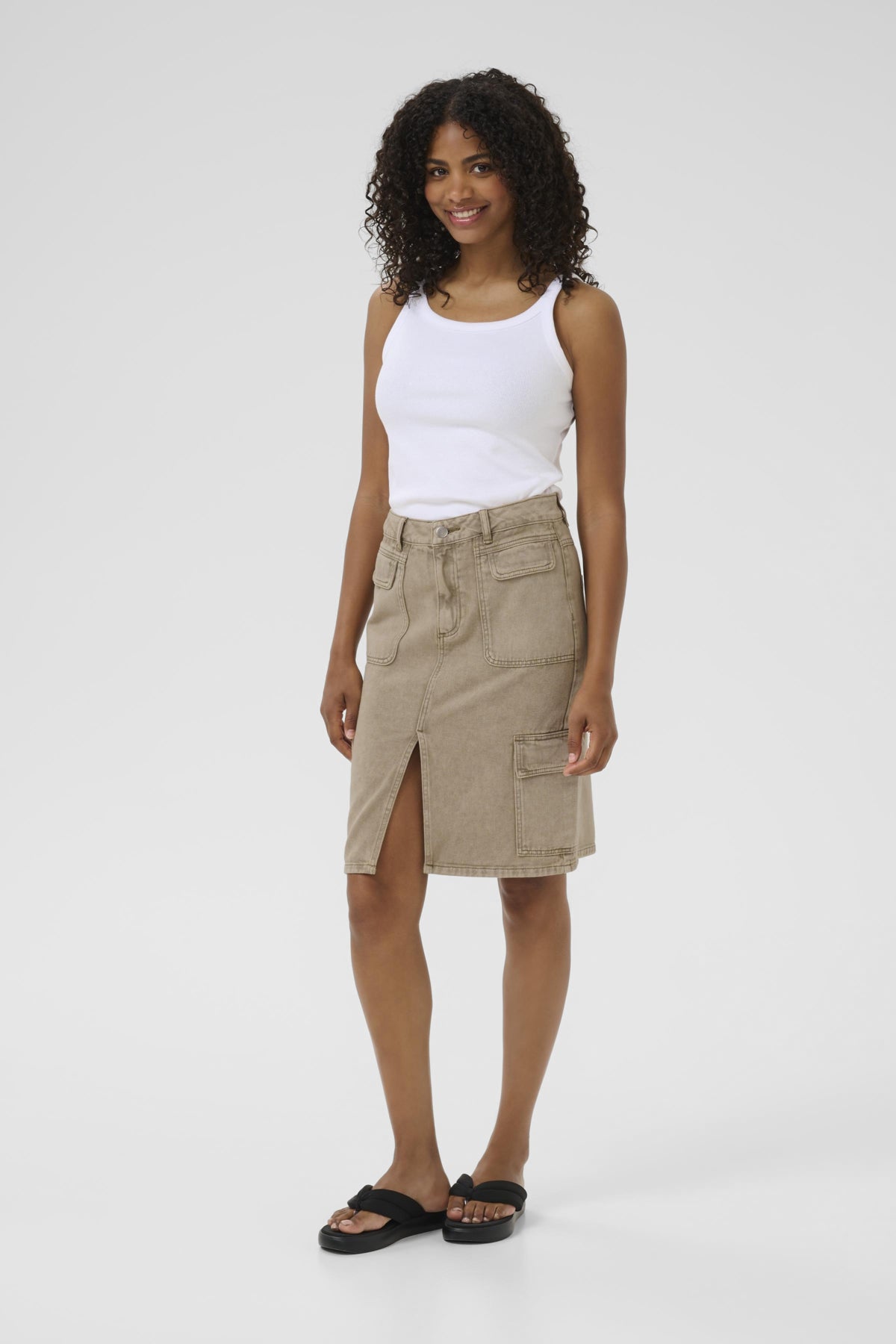 KArania Denim Skirt Washed Light Brown Denim - 10509866