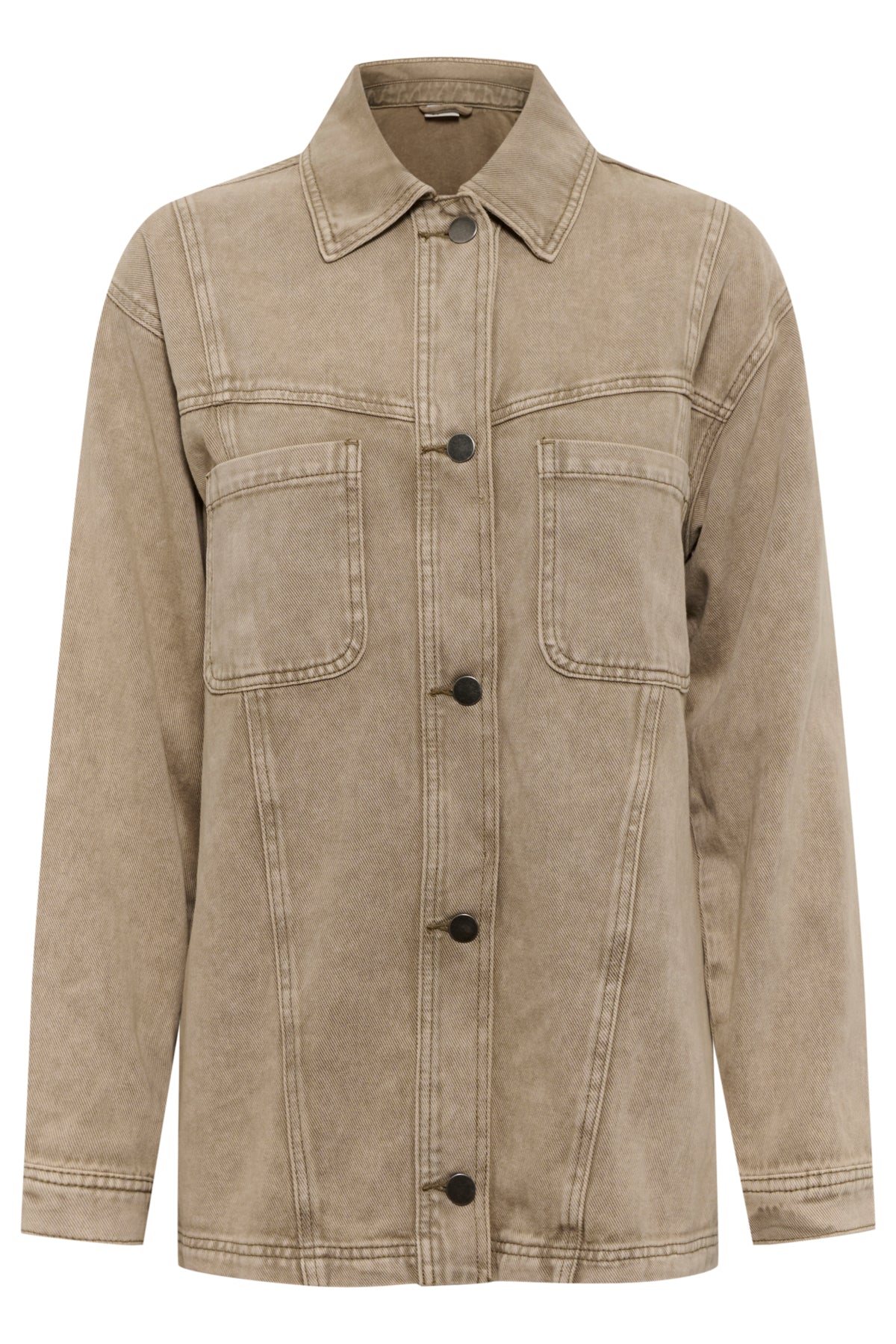 KArania Denim Overshirt Washed Light Brown Denim - 10509876
