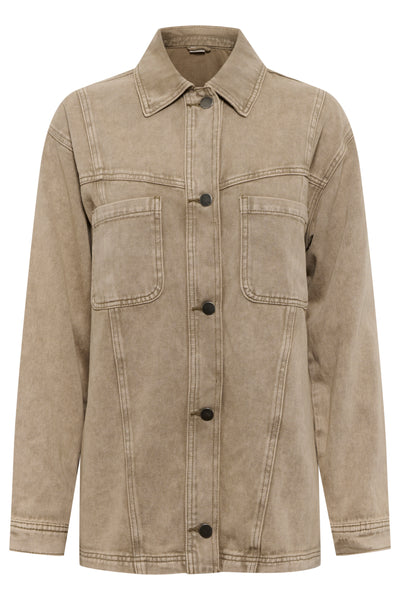 KArania Denim Overshirt Washed Light Brown Denim - 10509876 Thumbnail