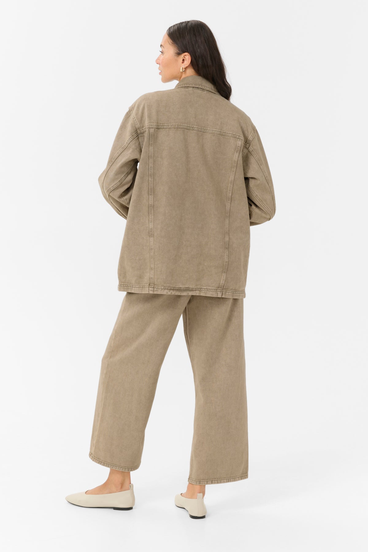 KArania Denim Overshirt Washed Light Brown Denim - 10509876