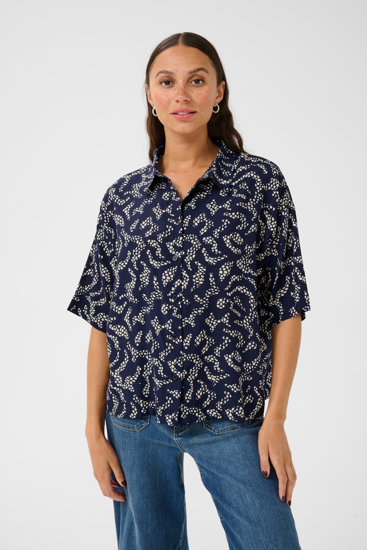 KAbarton Shirt Midnight Marine Lace Print - 10509914