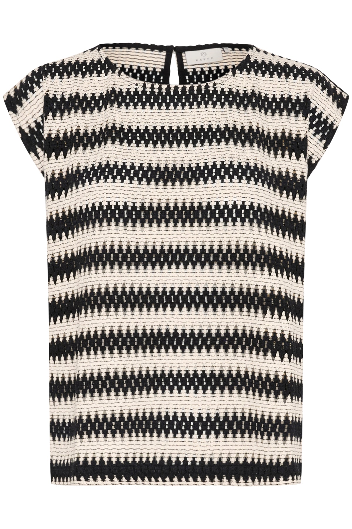 KAmolin Blouse Black/broken white lace stripe - 10509916
