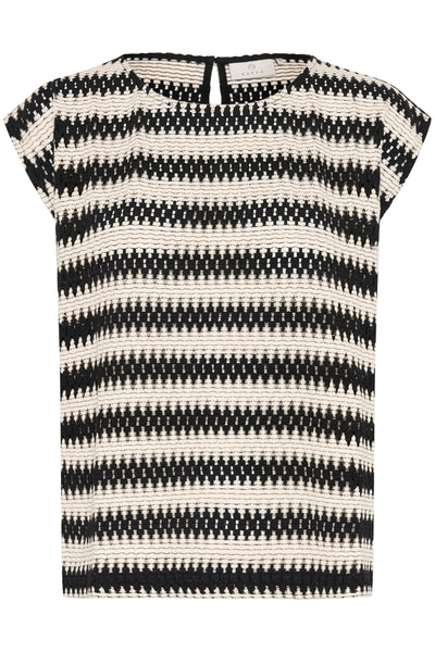 KAmolin Blouse Black/broken white lace stripe - 10509916 Thumbnail