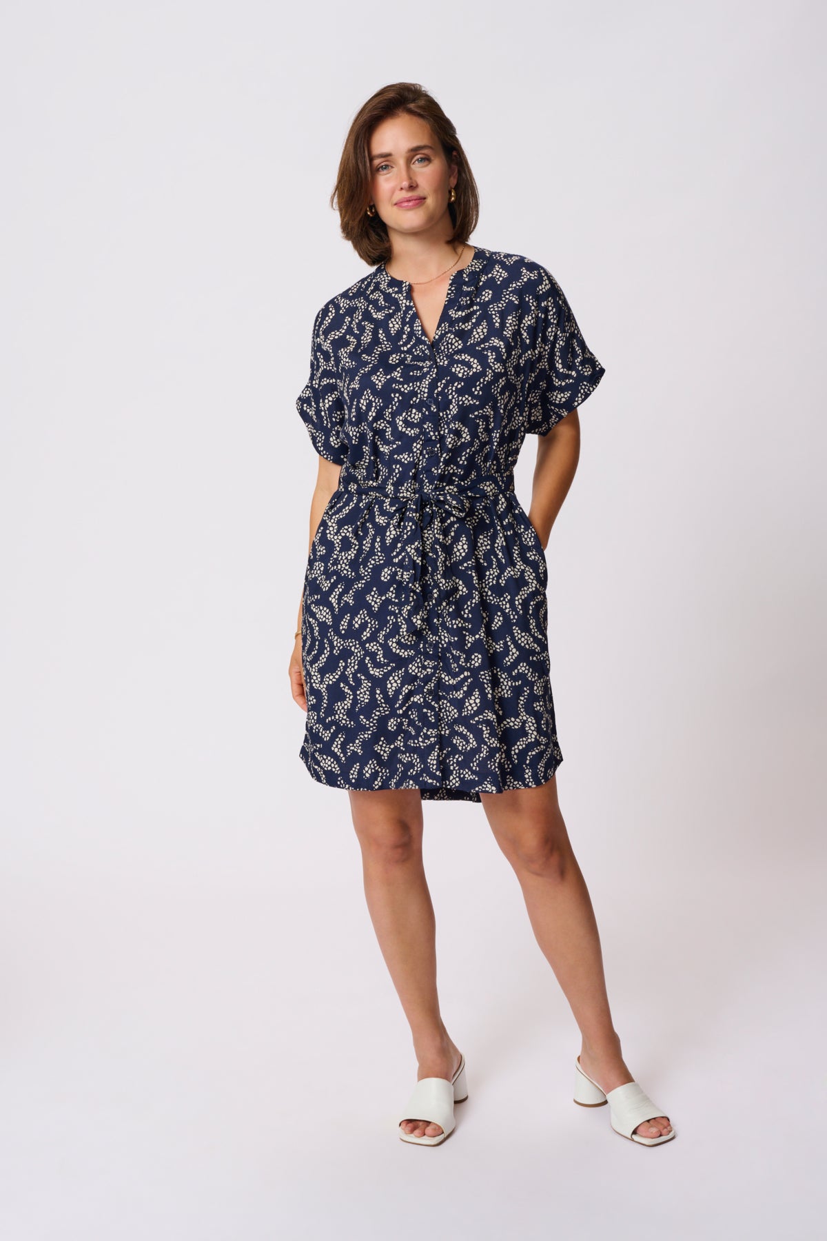KAbarton Shirt Dress Midnight Marine Lace Print - 10509919