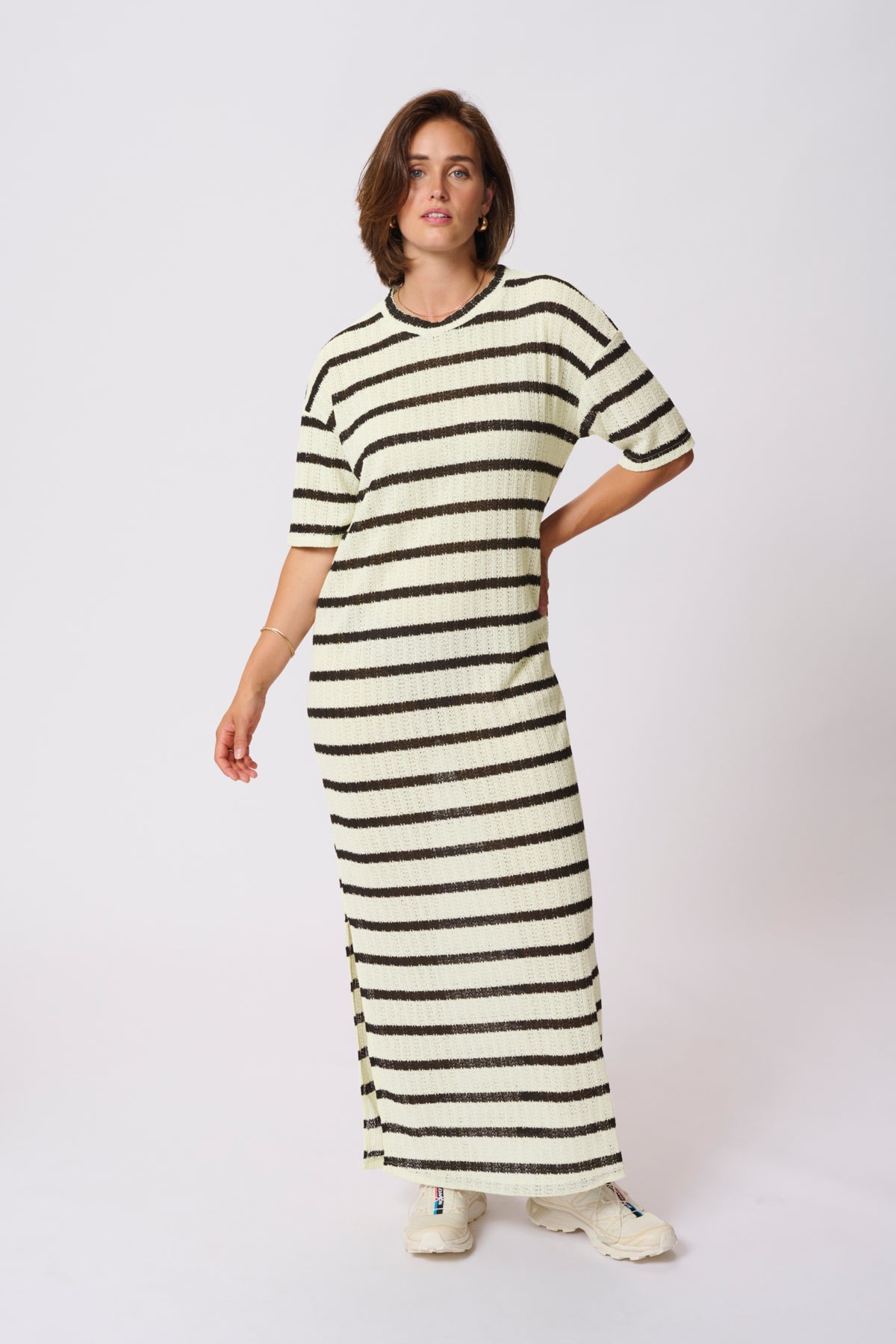 KAedith Jersey Dress Turtledove / Black Stripe - 10509966