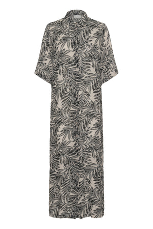 KAthora Amber Shirt Dress Feather Gray Leaf Print - 10510040
