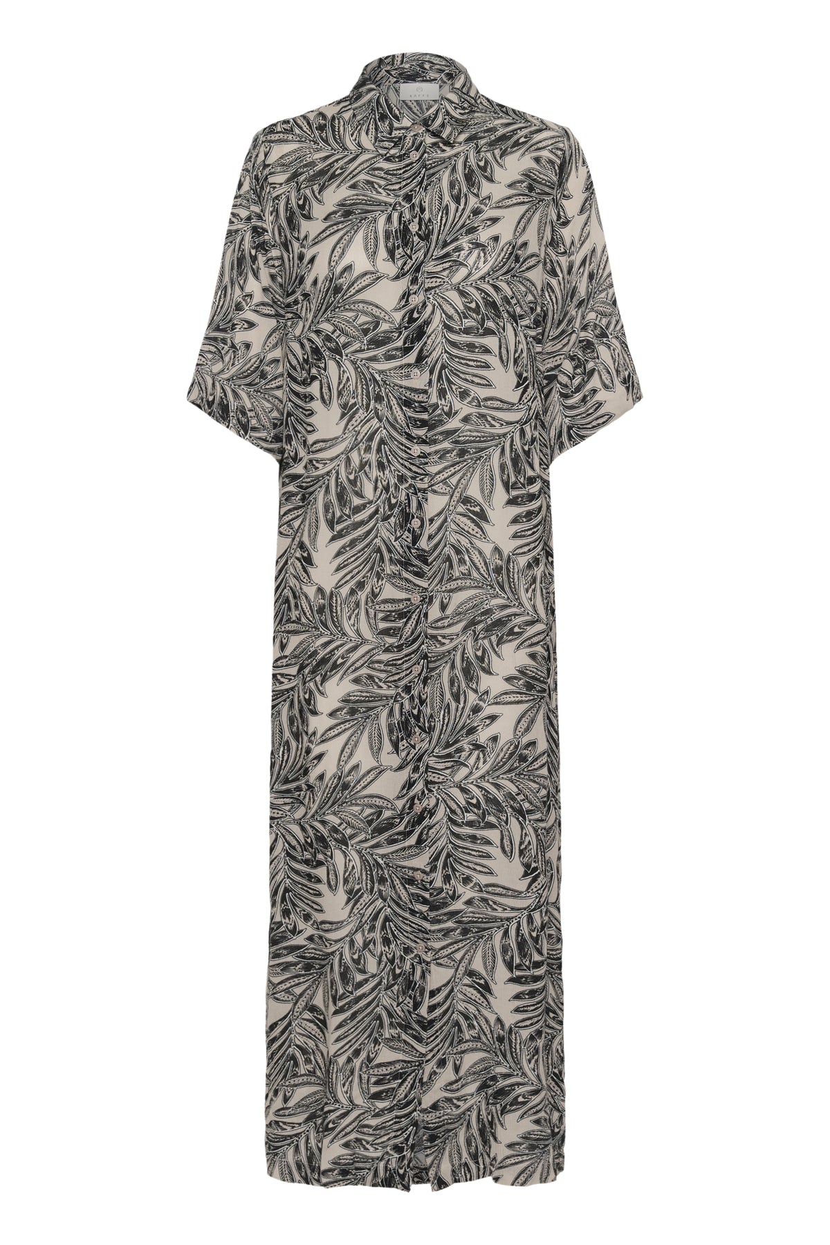 KAthora Amber Shirt Dress Feather Gray Leaf Print - 10510040