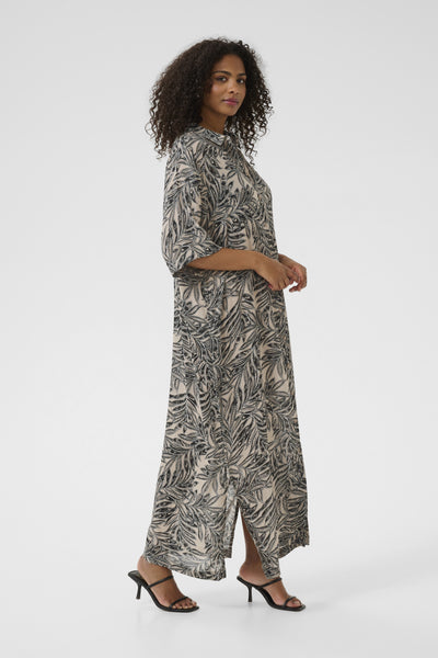KAthora Amber Shirt Dress Feather Gray Leaf Print - 10510040 Thumbnail