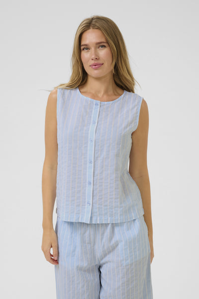 KAsara Reversable Blouse Blue/White Stripe - 10510044 Thumbnail