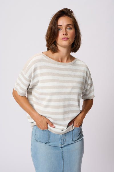 KAregina Striped Pullover Feather gray/ chalk Stripe - 10510053 Thumbnail