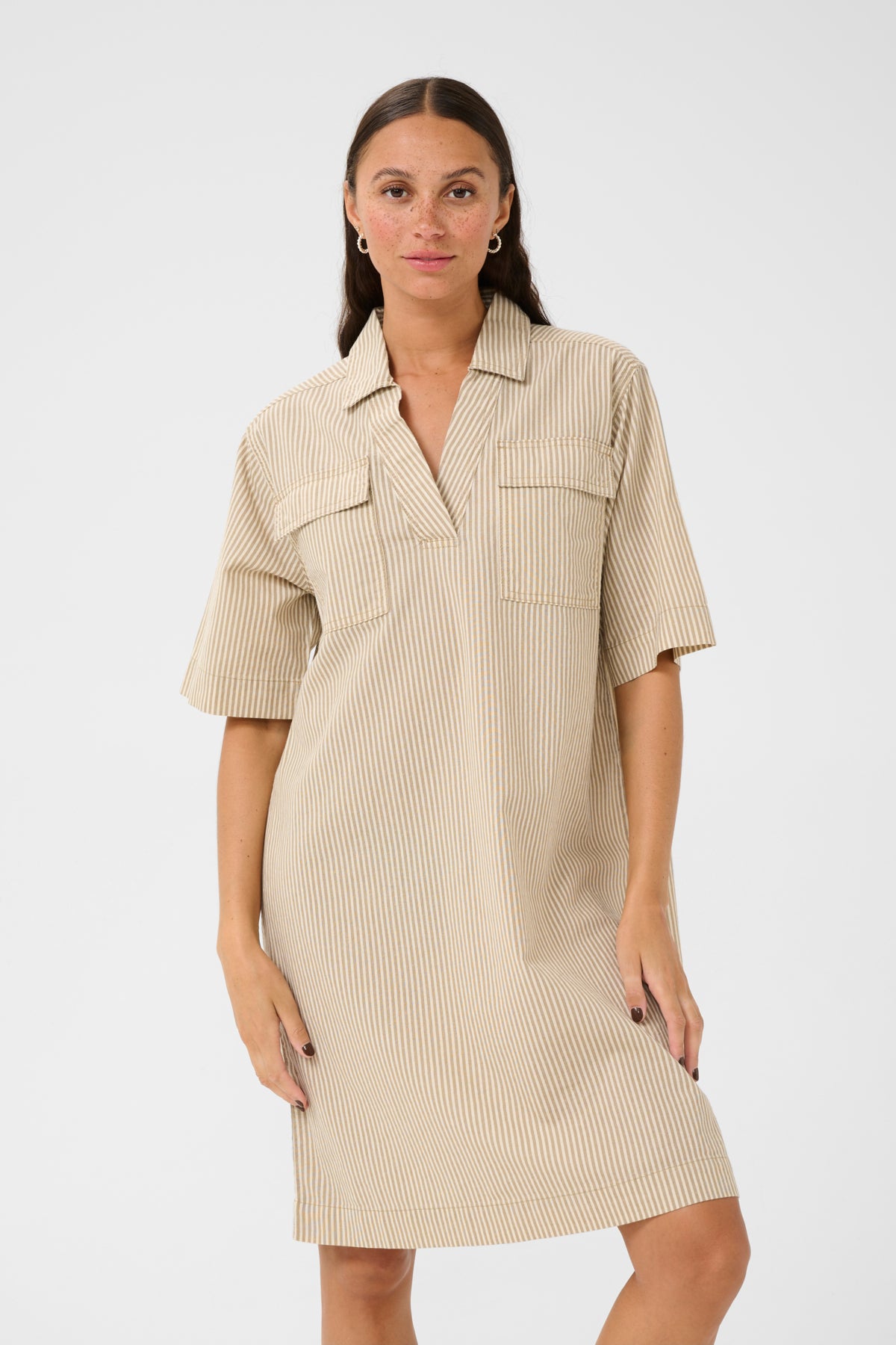 KAnaya striped Dress Chincilla / White stripe - 10510107