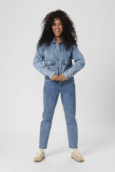 KAeloise HW Slim Jeans Washed Medium Blue Denim - 10510130 Thumbnail