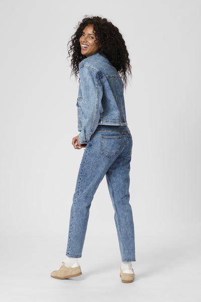 KAeloise HW Slim Jeans Washed Medium Blue Denim - 10510130 Thumbnail