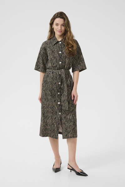 KAleondra Denim Dress Feather Gray / Black Animal - 10510137 Thumbnail