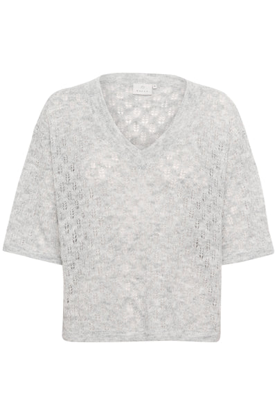 KAlourine V-Neck Pullover Light Grey Melange - 10510171 Thumbnail