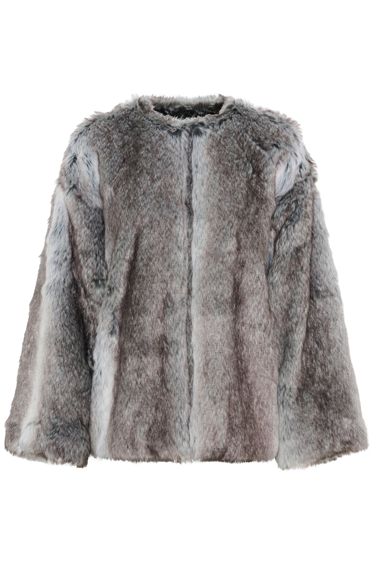 KAsolana Fake Fur Coat Grey / Brown Fur look - 10510177