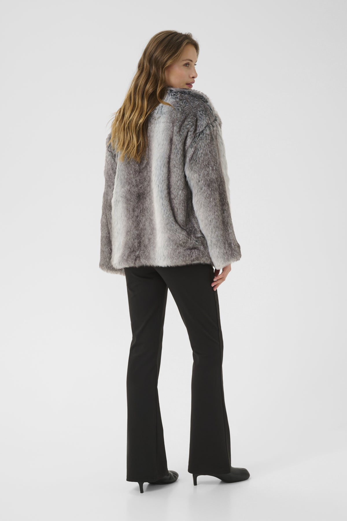 KAsolana Fake Fur Coat Grey / Brown Fur look - 10510177