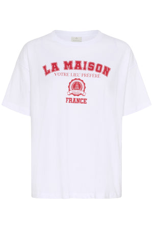 KAadelina T-Shirt Optical White/Red Text Print - 10510210