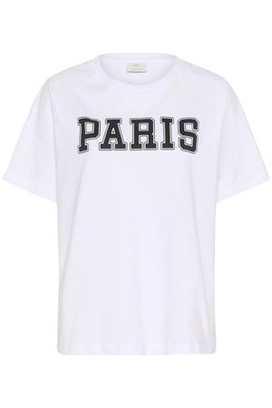 KAadelina T-Shirt Optical White/Black Text Print - 10510210