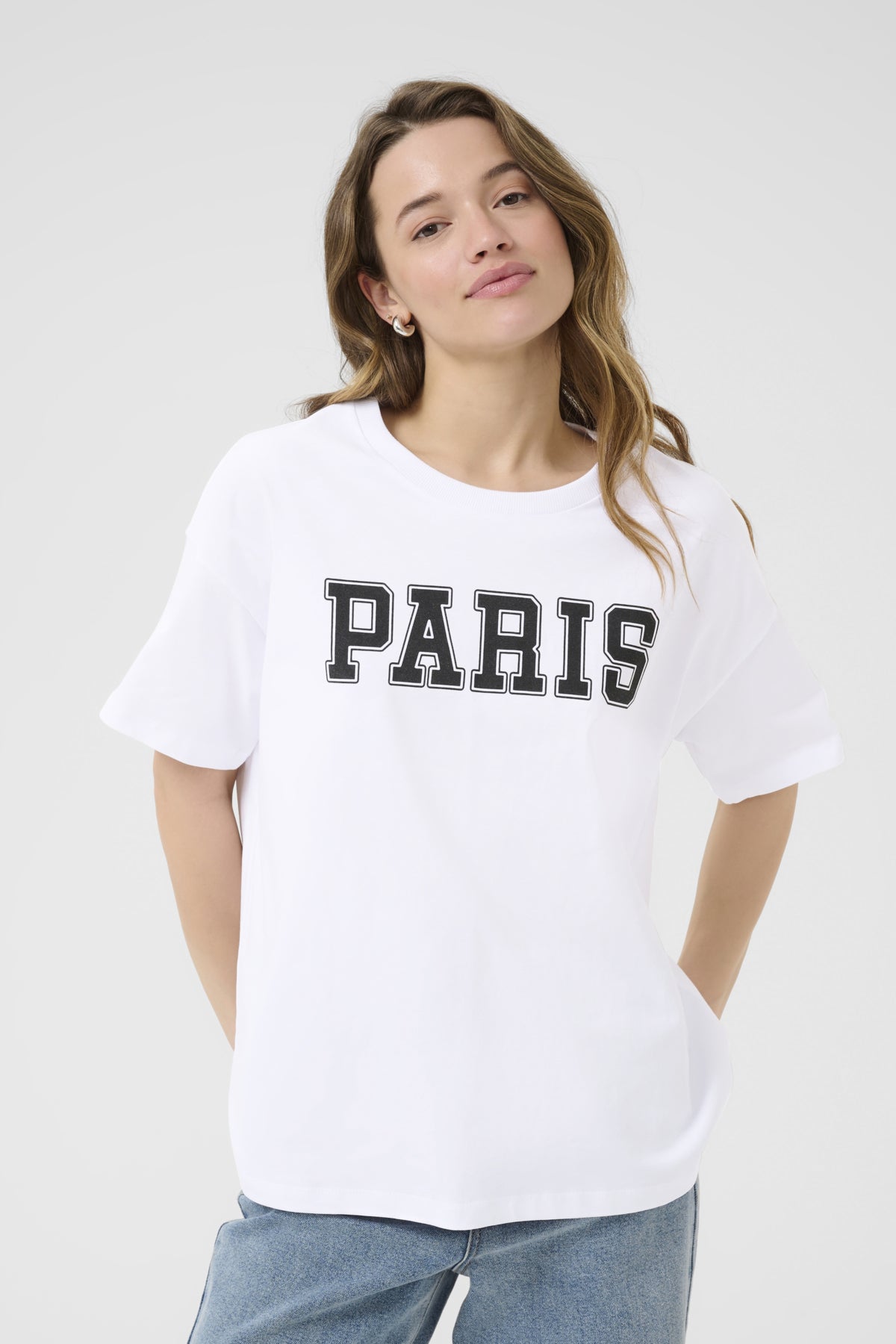 KAadelina T-Shirt Optical White/Black Text Print - 10510210